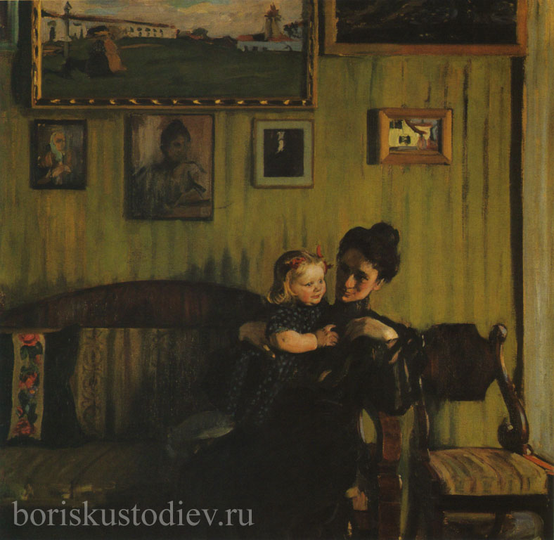 Портрет Ю.Е. Кустодиевой с дочерью Ириной