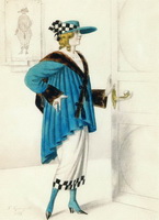 Эскиз женского костюма (Б.М. Кустодиев, 1923 г.)